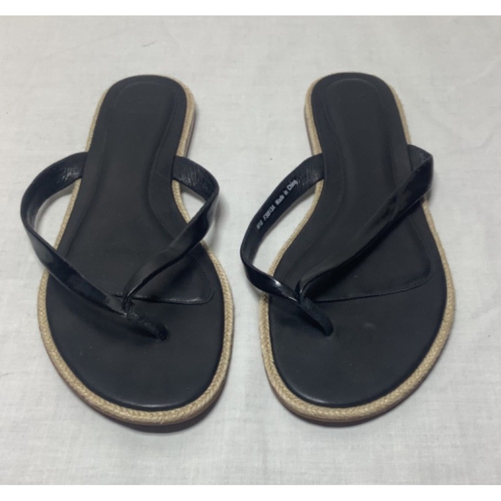 UGG Black Leather Flip Flop Thong Sandals W10 F30013A
